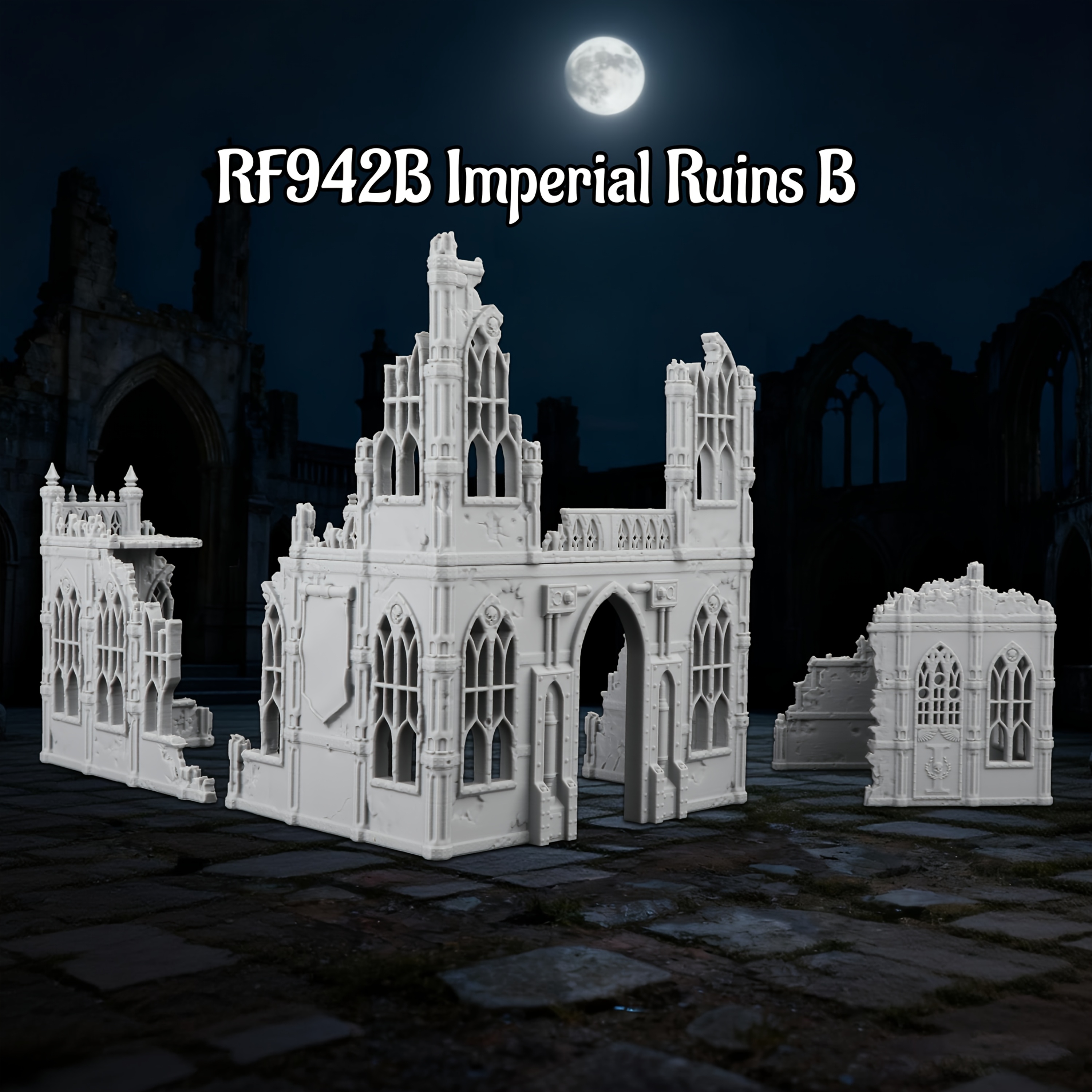 Small-scale Models Of Imperial Ruins For Rpgs, Featuring Fantasy Architecture Scenery Suitable For Tabletop Role-playing Games, Including An Ancient Cathedral For Ttrpg And Additions