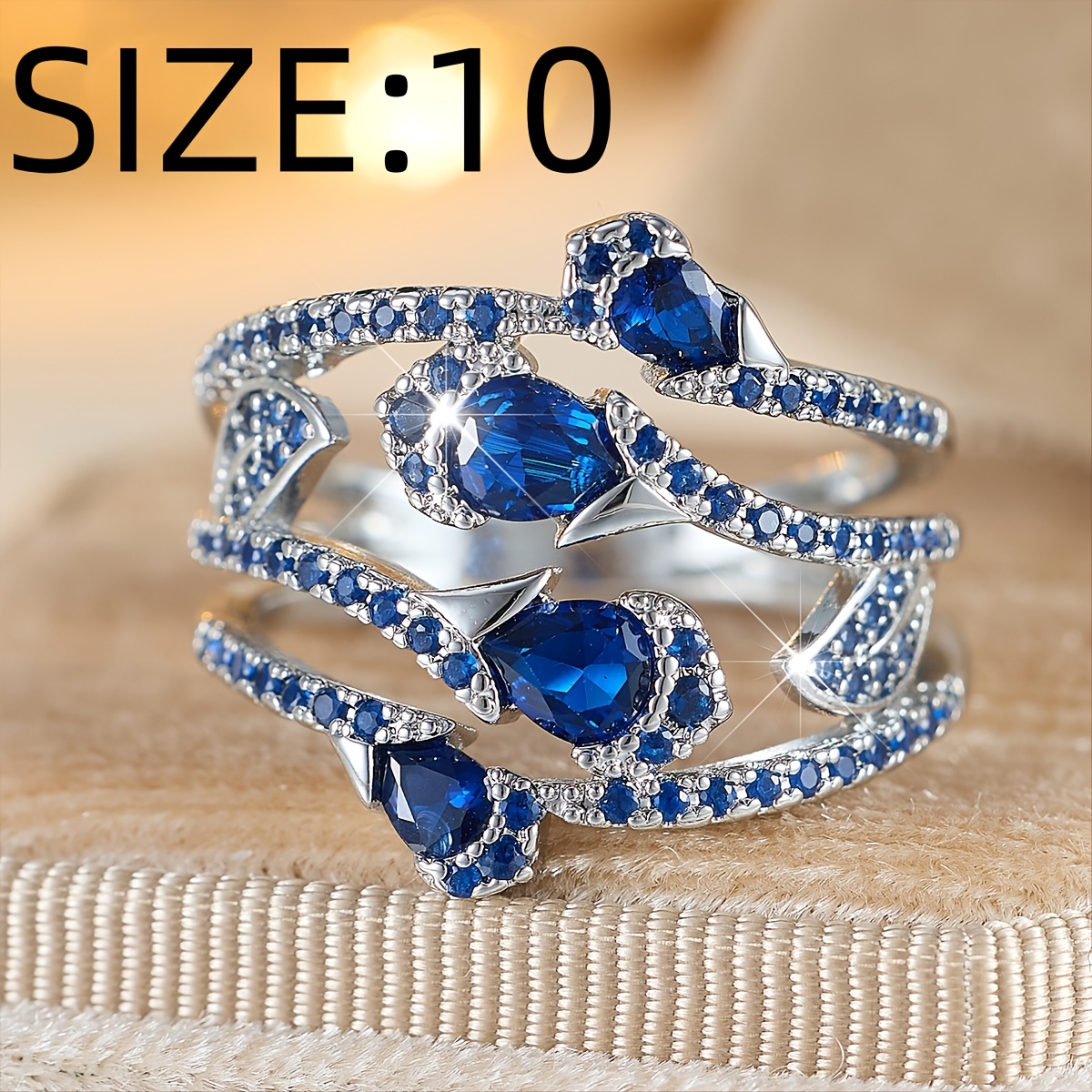 Unisex Copper Geometric Teardrop Design Zirconia Ring