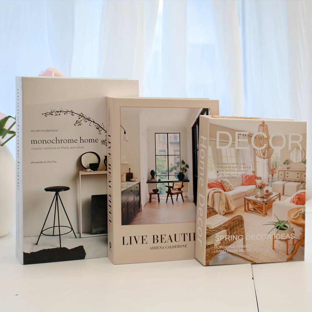TEMU 3pcs Luxurious Fake Book Set, Foldable Style, Fashionable Home Decor Additions, Decorative Books, Coffee Table Books, Decorative Paper Props