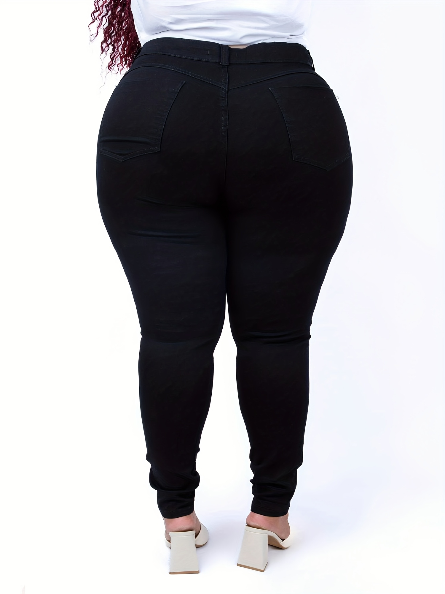 Grote maten skinny jeans met hoge taille voor dames