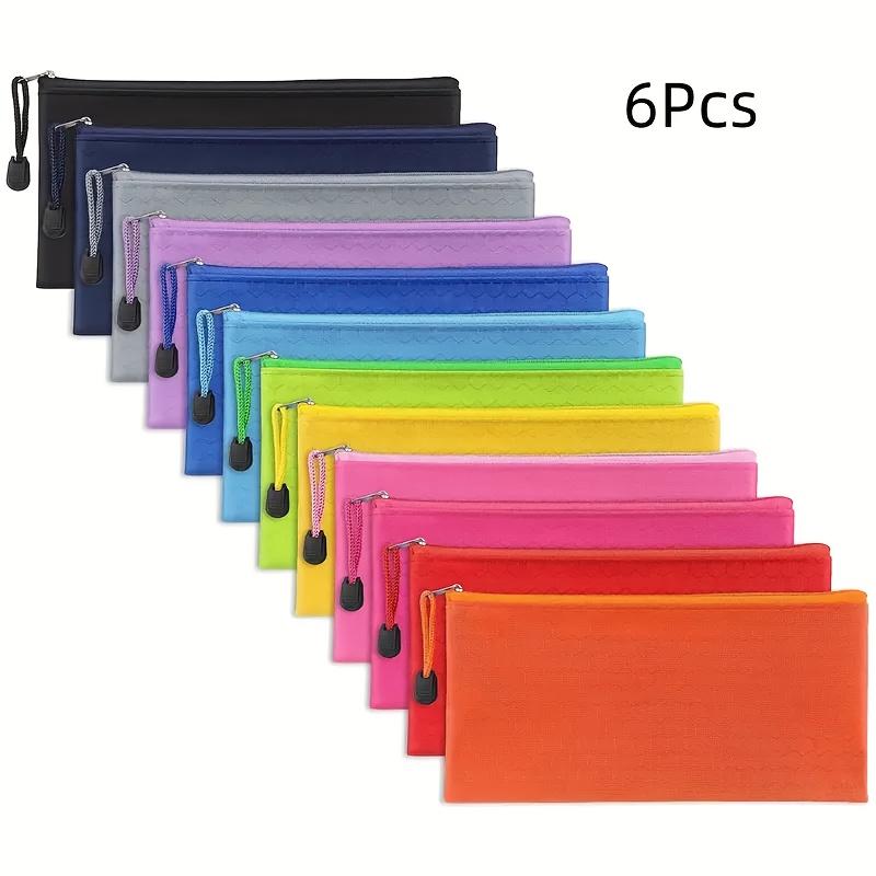 TEMU 6 Trousse à crayons, Petite trousse zippée Grande capacité Étui à crayons étanche, 12 couleurs pour fournitures scolaires, bureau, voyage,