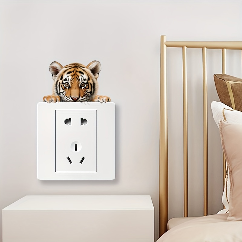 Image of 1pc Of Tiger-themed Wall Decor Stickers, Switch Stickers, Featuring A Fun And Adorable Animal Collection