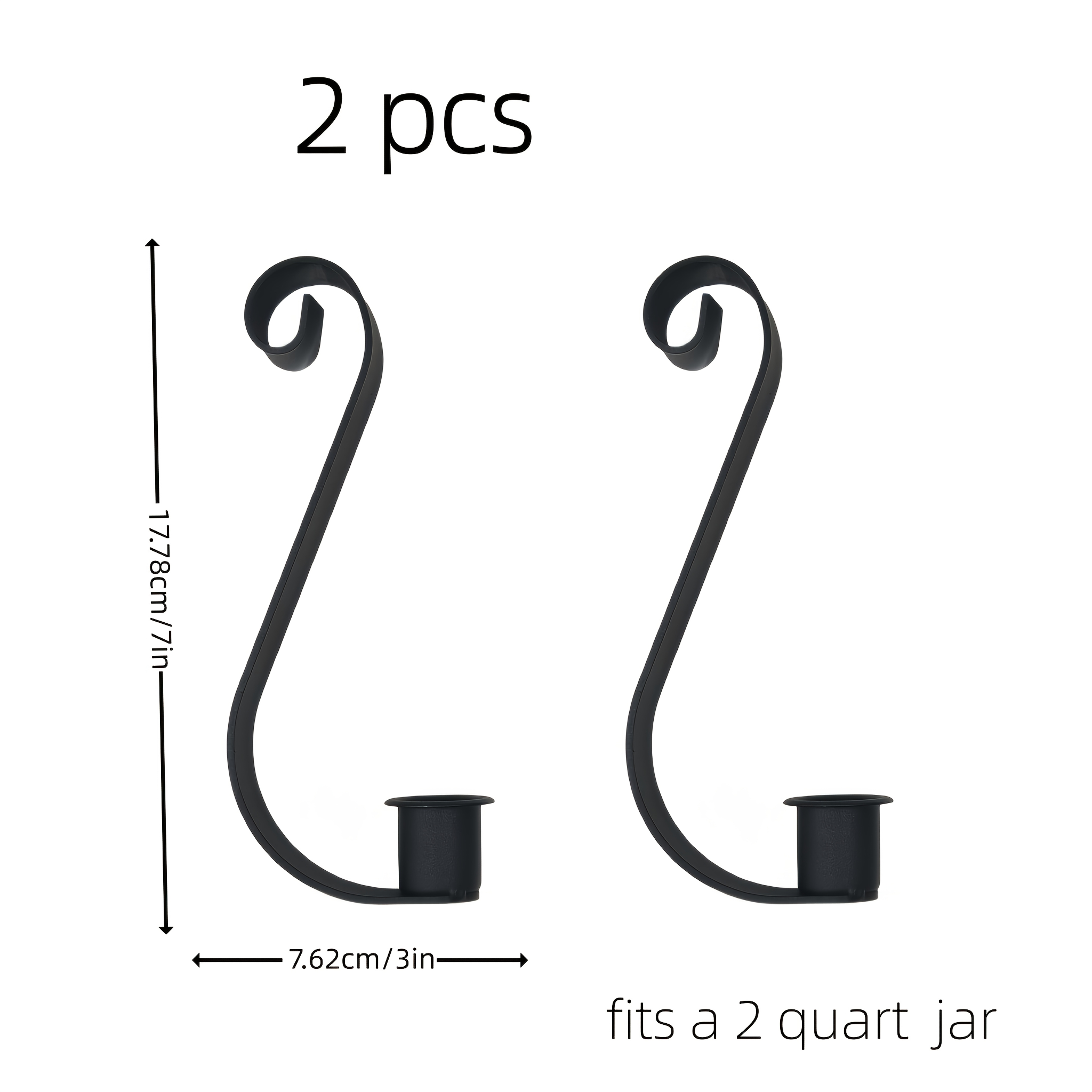 TEMU 2pcs Mason Jar Taper Candle Liners, Farmhouse Style Hook Candle Holders, Christmas Candlesticks, Taper Candle Inserts For One-gallon Mason Jars,