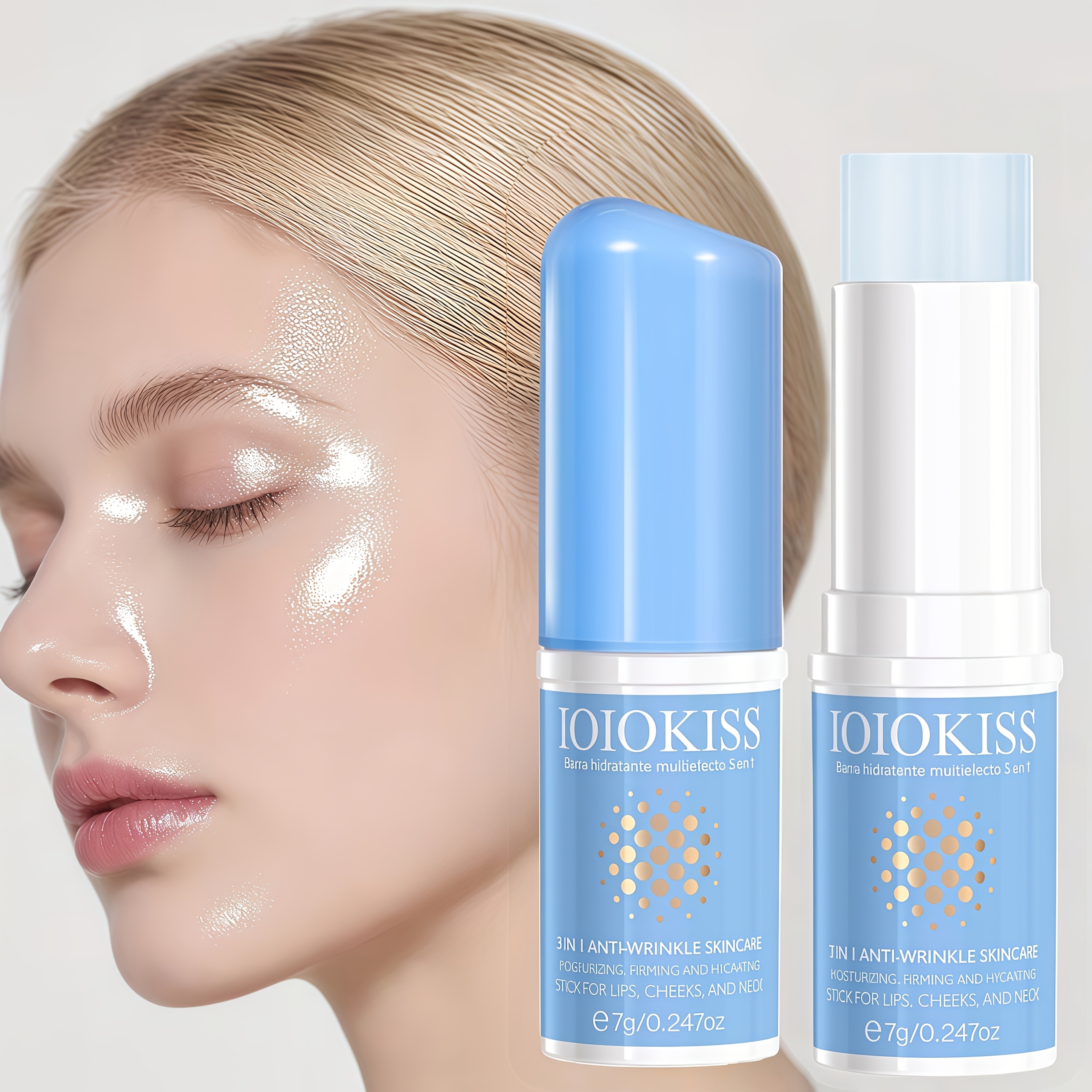 Image of 3-in-1 Korean Moisturizing Cream Stick Suitable For Types | Hydrating Face, Neck & Lip Balm With Firming & Brightening | 48-hour Hydration, Compact Portable Stick For , For &, On-the- Skincare