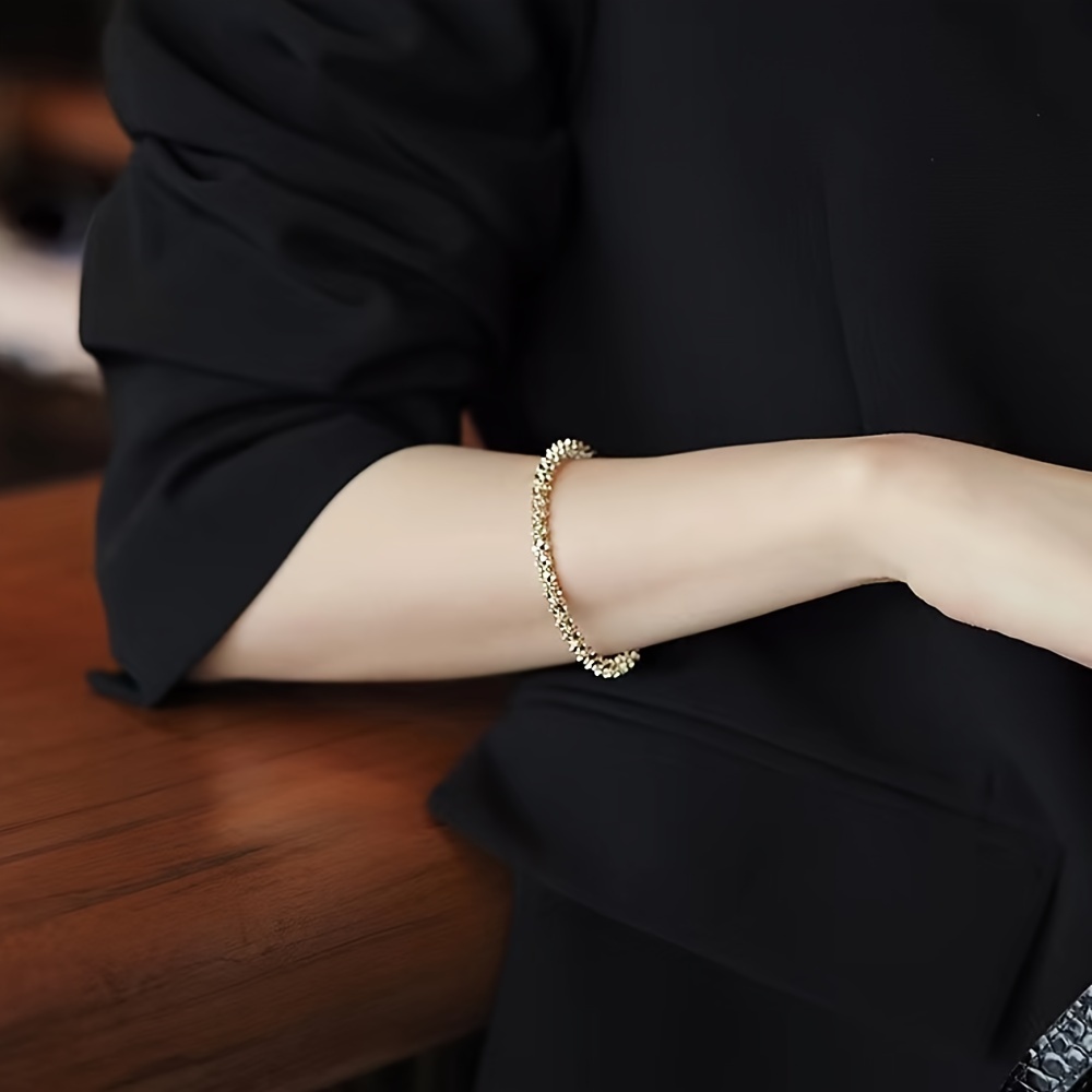 High-Quality Classic Minimalist Golden Bracelet, Featuring an Irregular Surface Design, Korean Fashion Accessory, Gothic Style Open Cuff Bracelet for Women