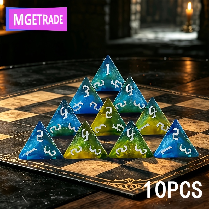 10pcs Nebula Swirl Gradient Color D4 Polyhedral Dice Set