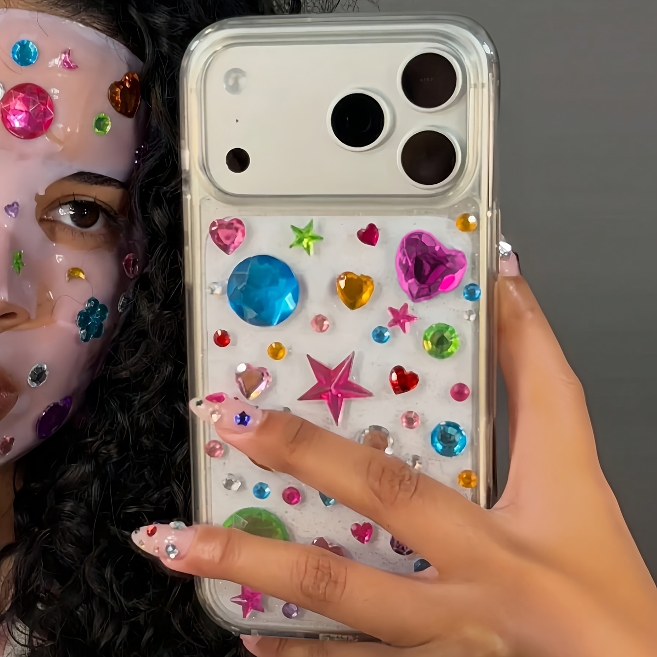 TEMU Coque de téléphone : Coque à strass scintillants avec cœur, , et holographique pour iPhone 18 17 16 15 14 13 12 11 Pro Max
