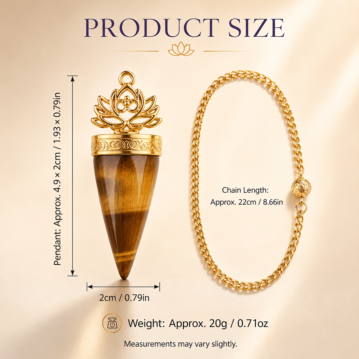 Bohemian Crystal Golden-Tone Lotus Cone Pendant with Chain