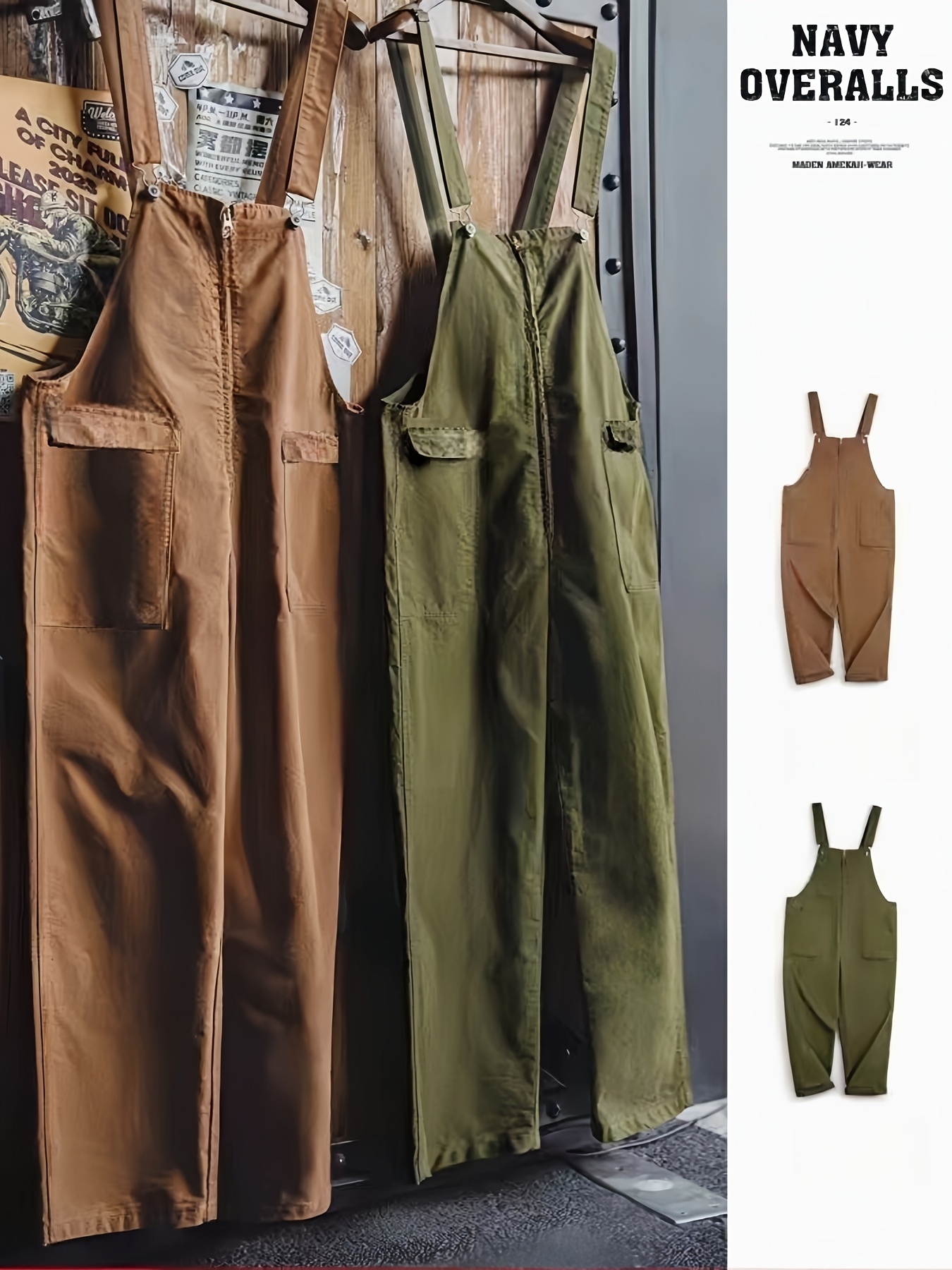 men's army bib overalls lightweight zip front - Temu Canada