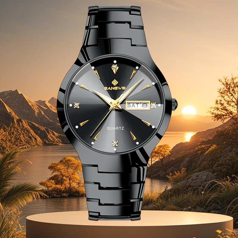 Image of Lige Men's Business Quartz Watch Featuring A Calendar And Date Display, Stylish Round Stainless , Suitable For , Making It An Ideal Gift For Anyone. A Easy Yet Elegant For Birthdays And Anniversaries