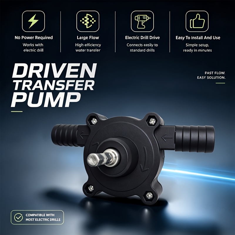TEMU Agashe Heavy-duty Powerful Water Pump 7pcs Set: (pump X 1, Metal Stand X 2, Clamps X 2, Screws X 2) Portable Water Pump, Battery-free Operation,