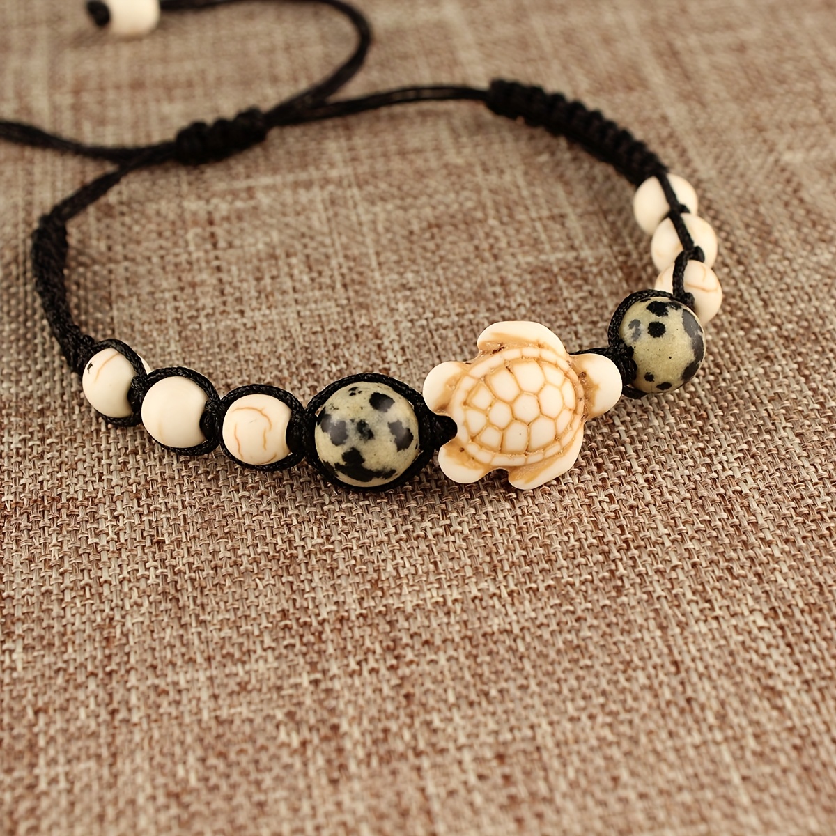 Bohemian Turtle Shell & Agate Beaded Bracelet, Nature Inspired