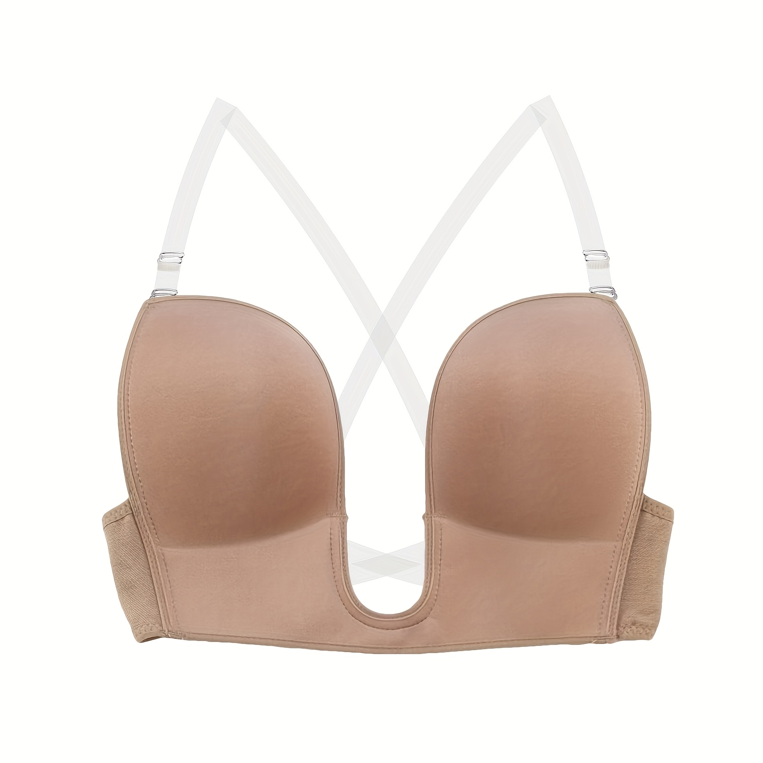 

IdéeCCSZ Soutien-gorge Élégant Dos Nu pour Femmes - Col en U Invisible, Lingerie Push-Up Fil en Couleur Nude, Mélange Nylon/Spandex, Lavable à