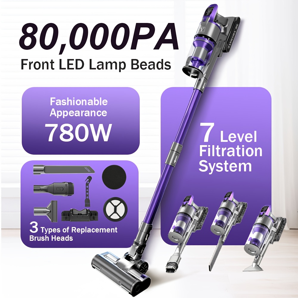 H5/h7 Vacuum Cleaner, 75kpa/80kpa, 680w/780w, Front Led Light, Brushless Motor, Multi-gear Adjustment, Home Cleaning, Pet Hair