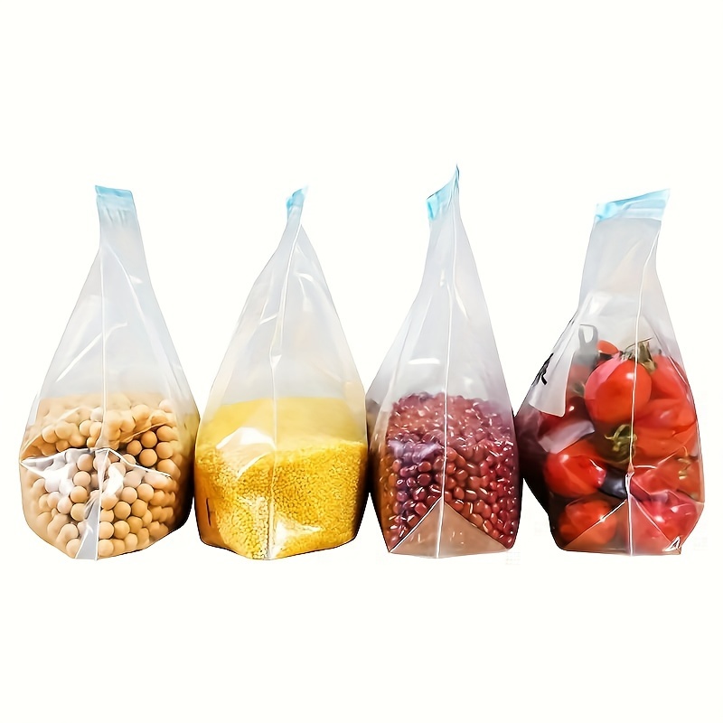 10pcs reusable food storage bags 3 sizes transparent thick food grade plastic ideal for fridge organization of   nuts   details 4