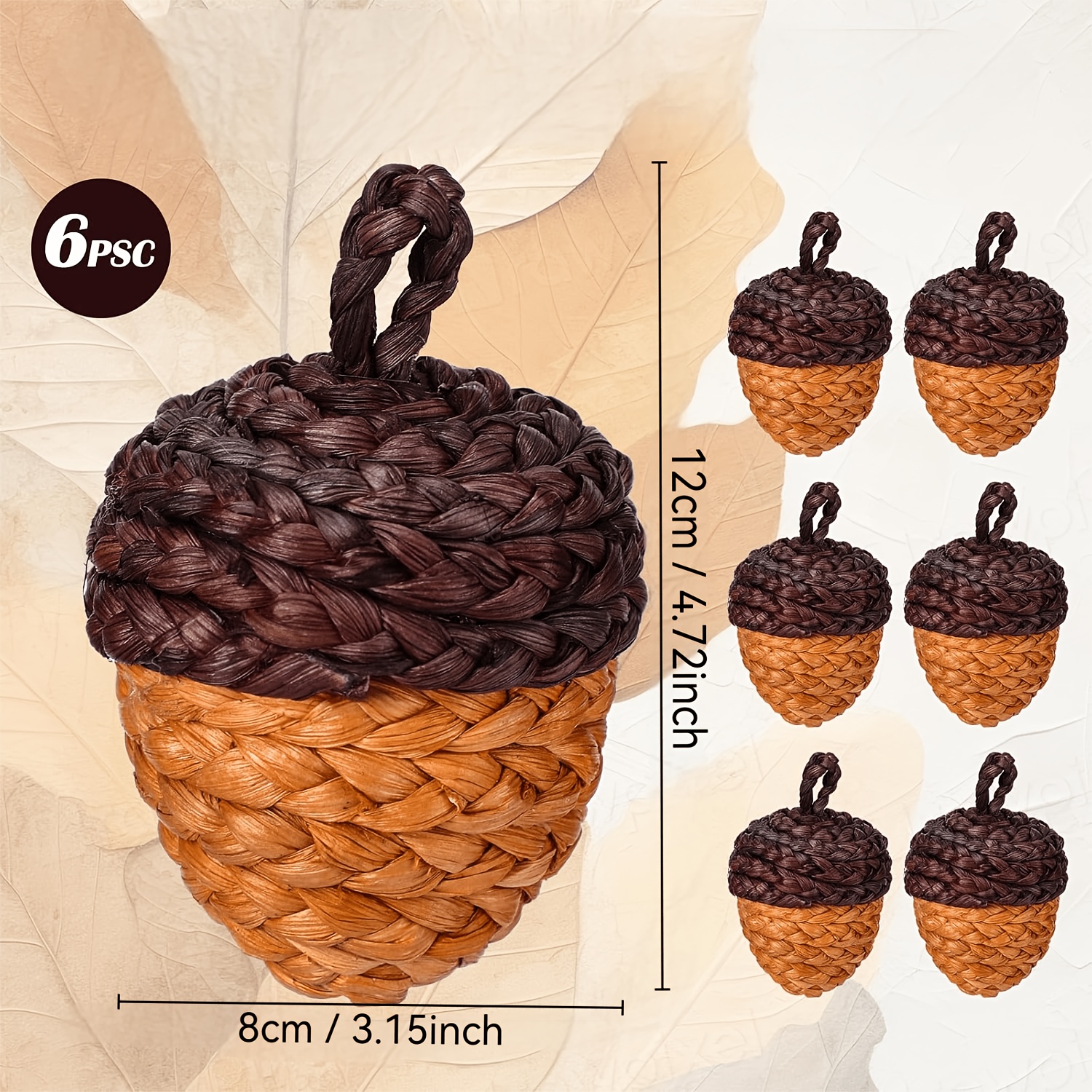 TEMU 6pcs Ornements de Noël en rotin suspendus de gland, centres de table de gland à , décoration d'automne pour Thanksgiving, Noël, fête du Nouvel