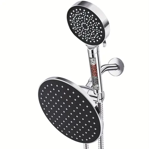 8 4 inch shower head with handheld 6 spray filtered high pressure 3 way diverter 72 inch hose