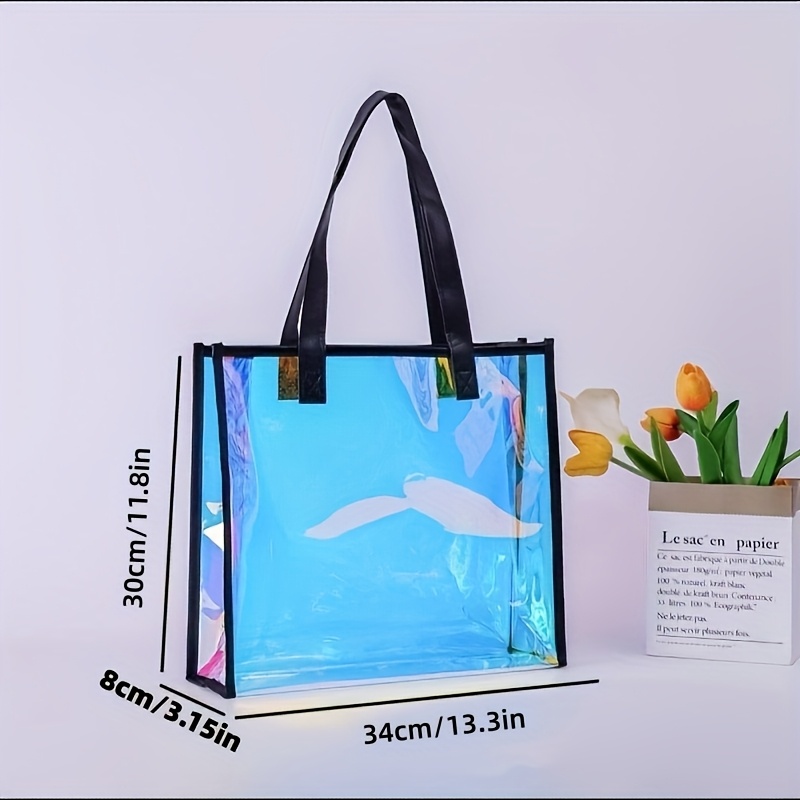 Women's Large Capacity High Quality Jelly Handbag Transparent PVC Bag  with Open Top, for Beach, Shopping, Parties Ideal Gift for Women, Ladies  Han