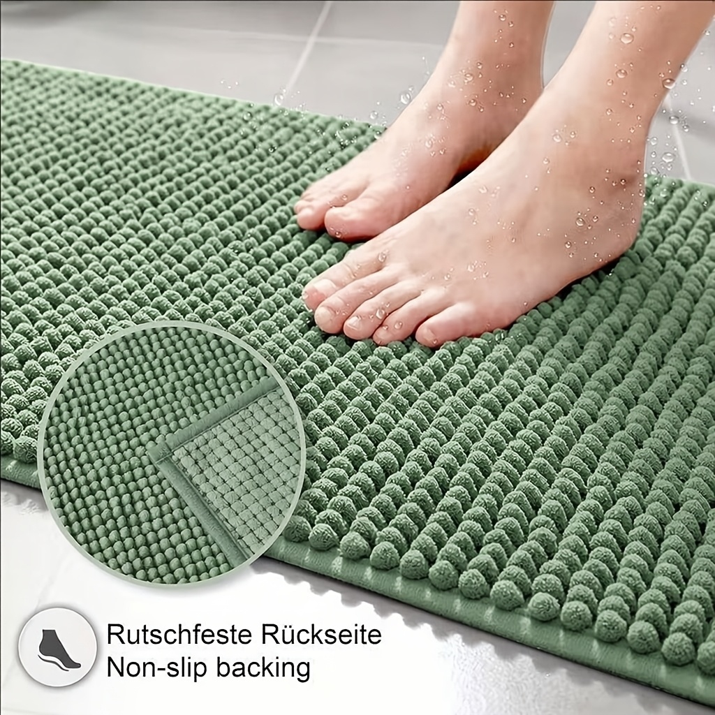 TEMU New Chenille Hot Melt Adhesive Backing Bathroom Anti-slip Mat, Soft And Absorbent, Quick-drying Rug Suitable For Bathrooms, Kitchens, Bedrooms,