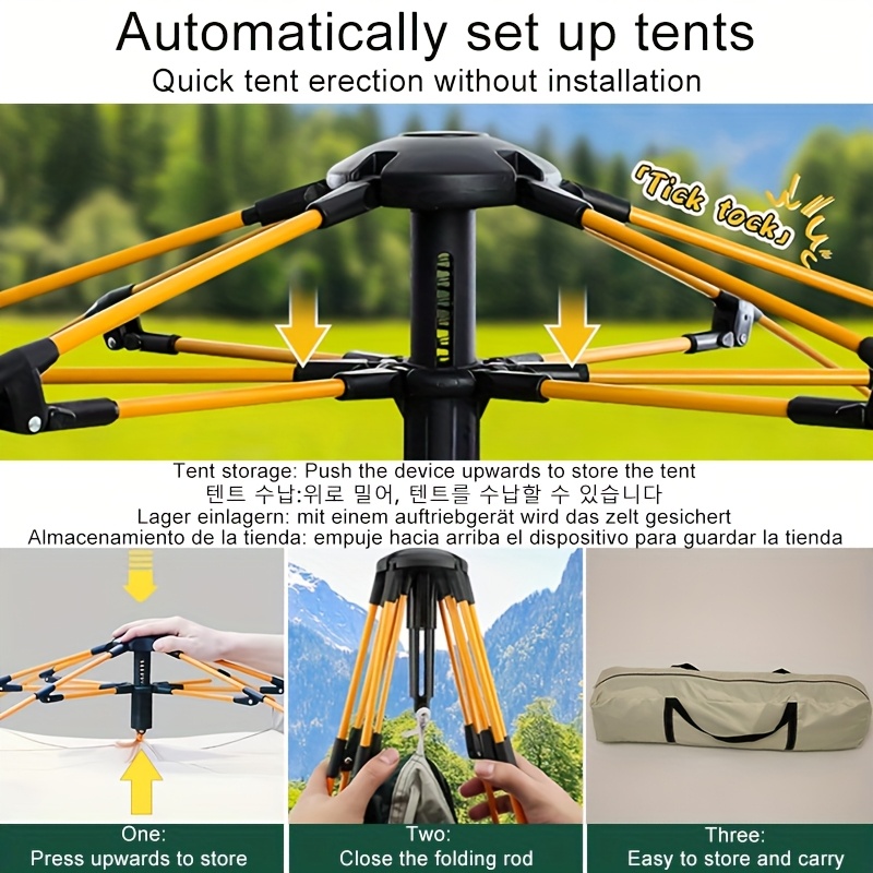 Portable automatic quick-open installation-free family camping tent outdoor hiking tent