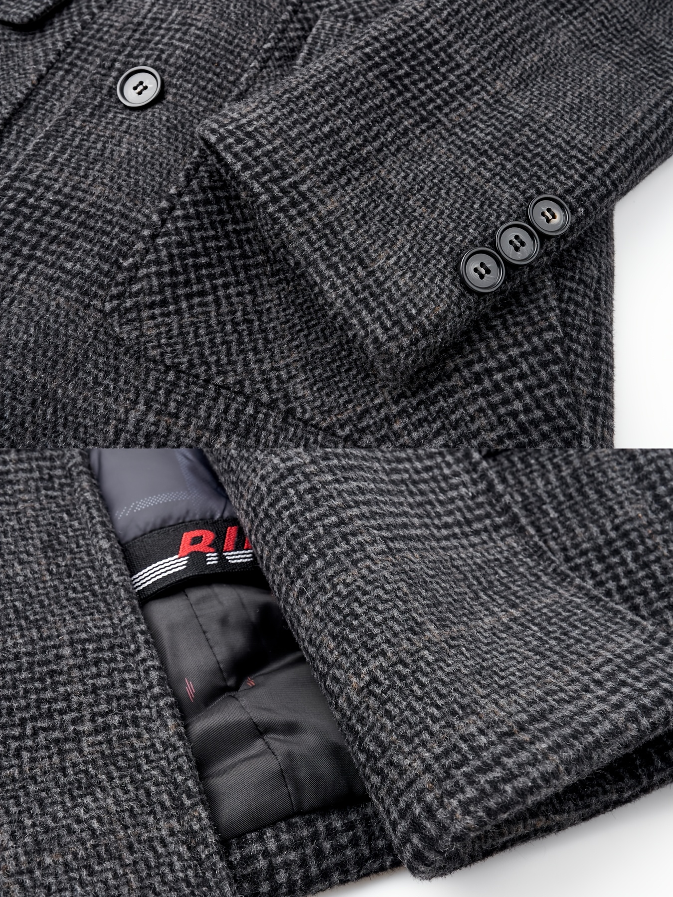 100% Wool Autumn/Winter Men's Checked Tweed Overcoat with Lining, New Style Suit Lapel Single-Breasted Design with Large Flap Pockets, Mid-Length, Thick and Warm, Structured and Stylish, Versatile for Business Casual, Suitable for Commuting