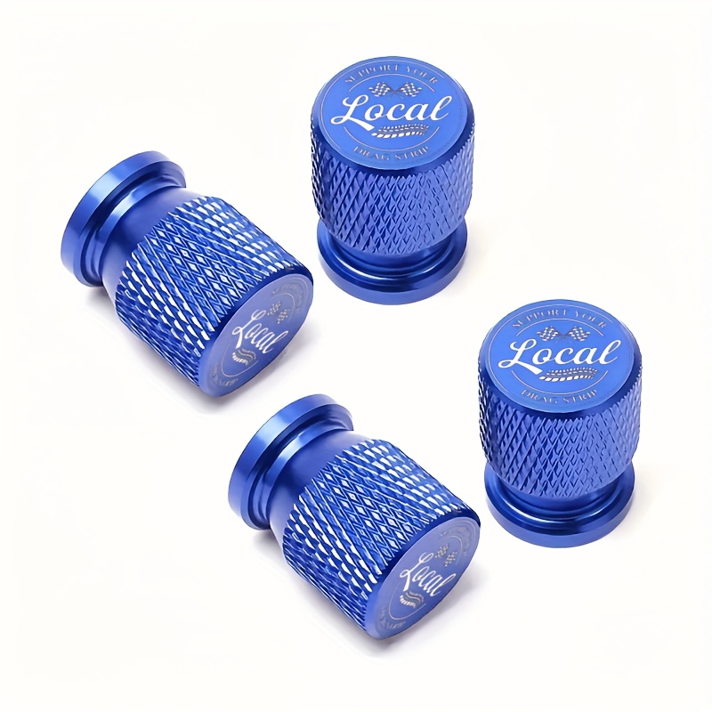 TEMU Logo-embossed Racing Support, 4pcs Set Of Aluminum Tire Valve Stem Caps, Leak-proof And Corrosion-resistant Covers For Bicycles, Cars, And