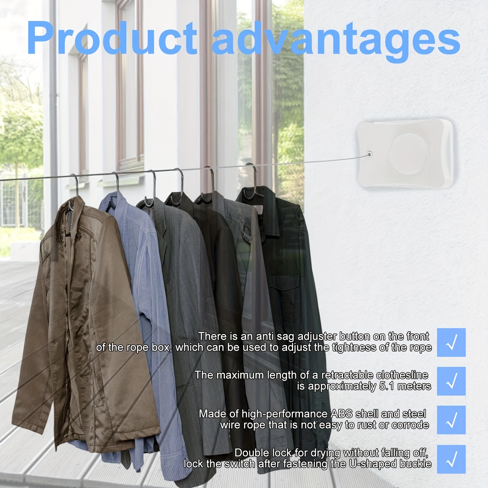Washing Line Heavy Duty Steel Core Clotheslines Pvc Coating - Temu