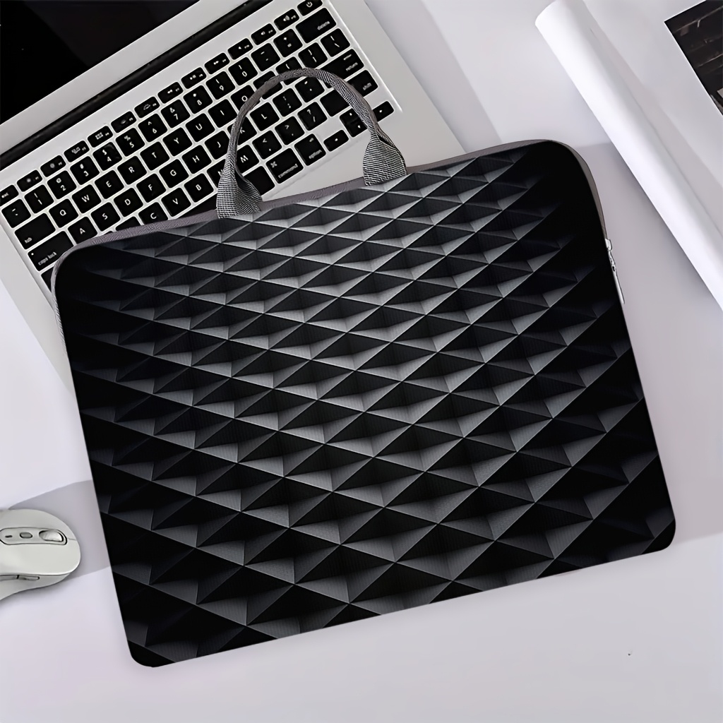 Cute Printed Notebook Computer Bag, Dark Geometric Design