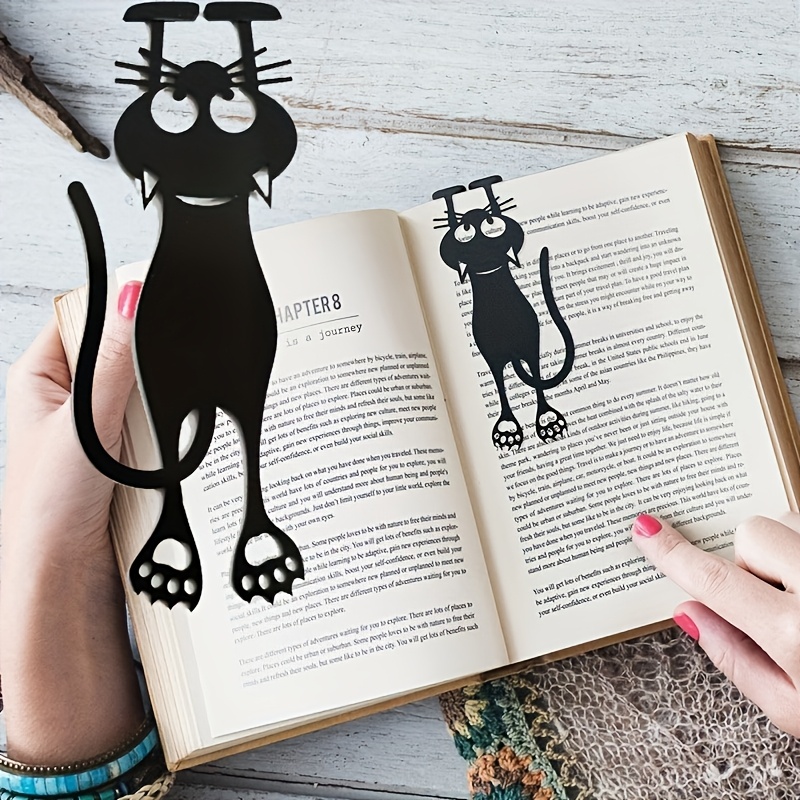 

3pcs Whimsycat Acrylic Black Cat Bookmark Set, Hollow-out Design, Page Marker For Readers, Ideal For Office Decor & Christmas Gift