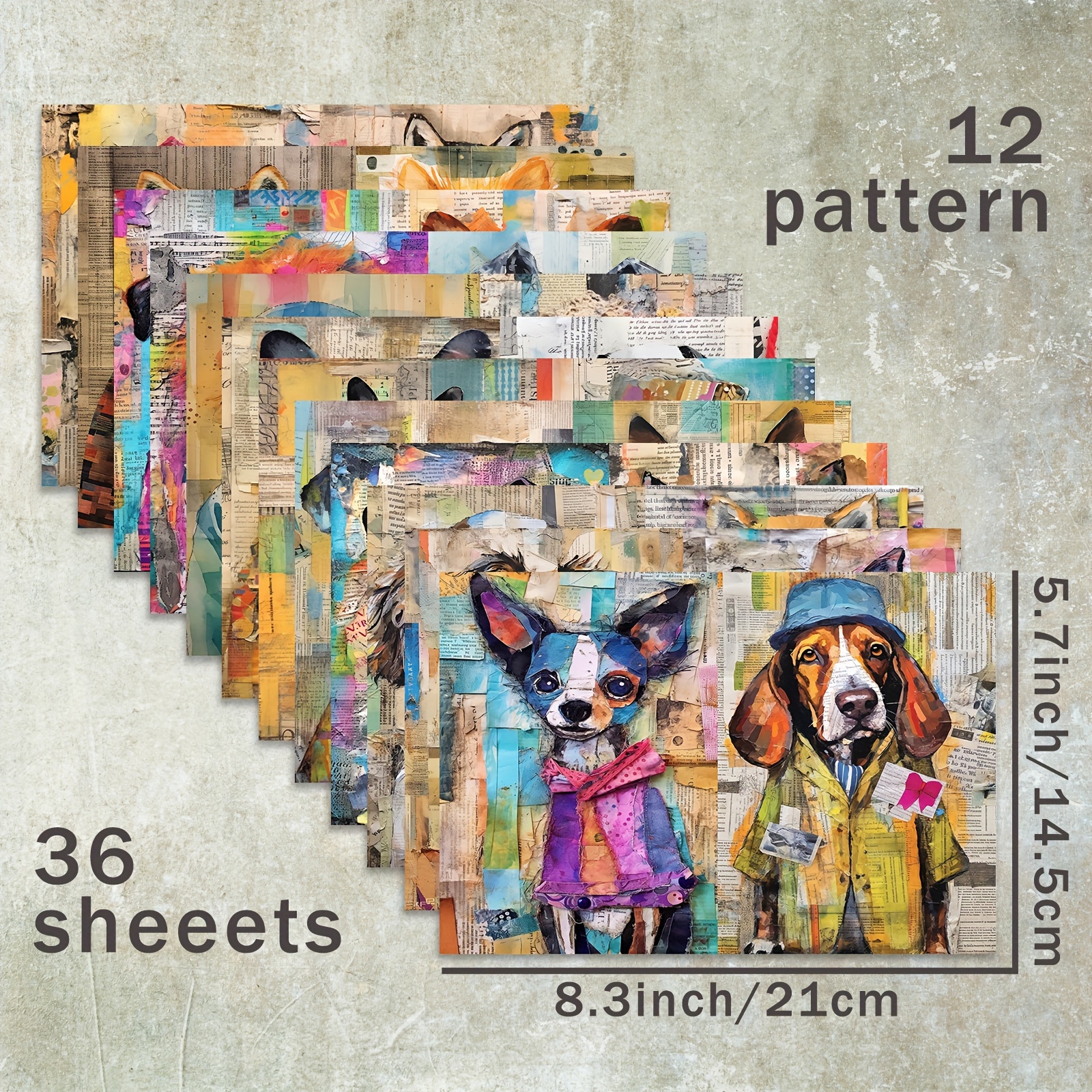 TEMU 36 A5 Dog Theme , Fashionably Background Art, For Bullet Journals, Junk Journals, Greeting Cards, Scrapbooking, And