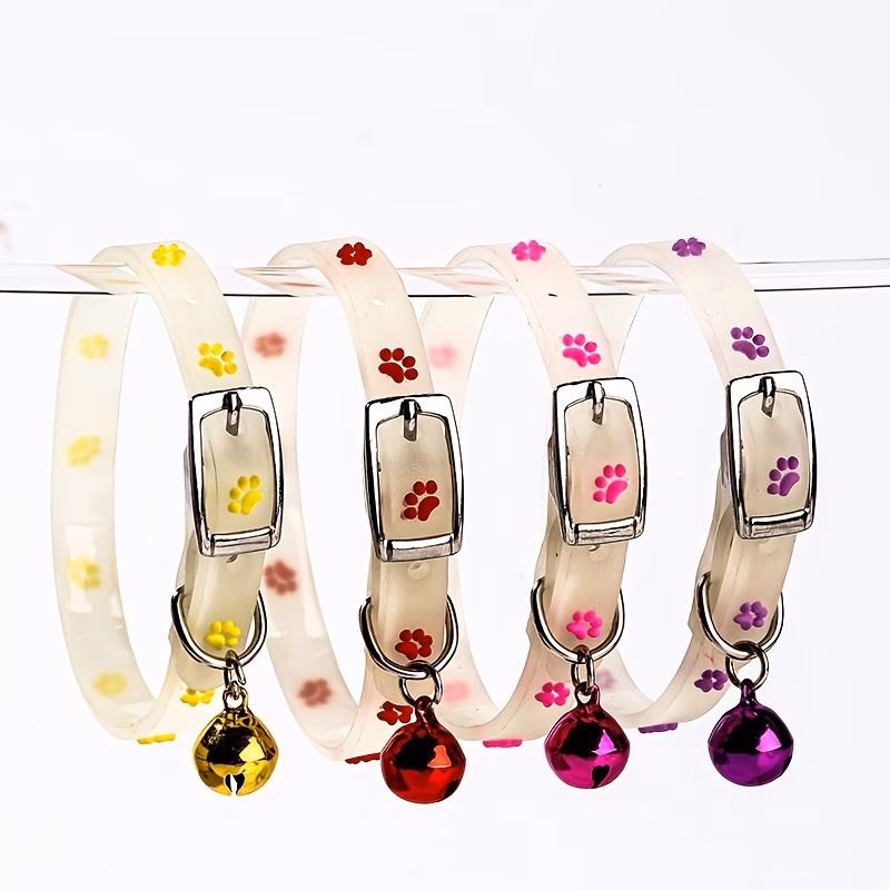 random color in the dark collar cute glowing pet collar for luminous pet collar glow in the dark collar with paw print safety anti loss collar suitable for small dogs and cats in multiple colors Product details 8