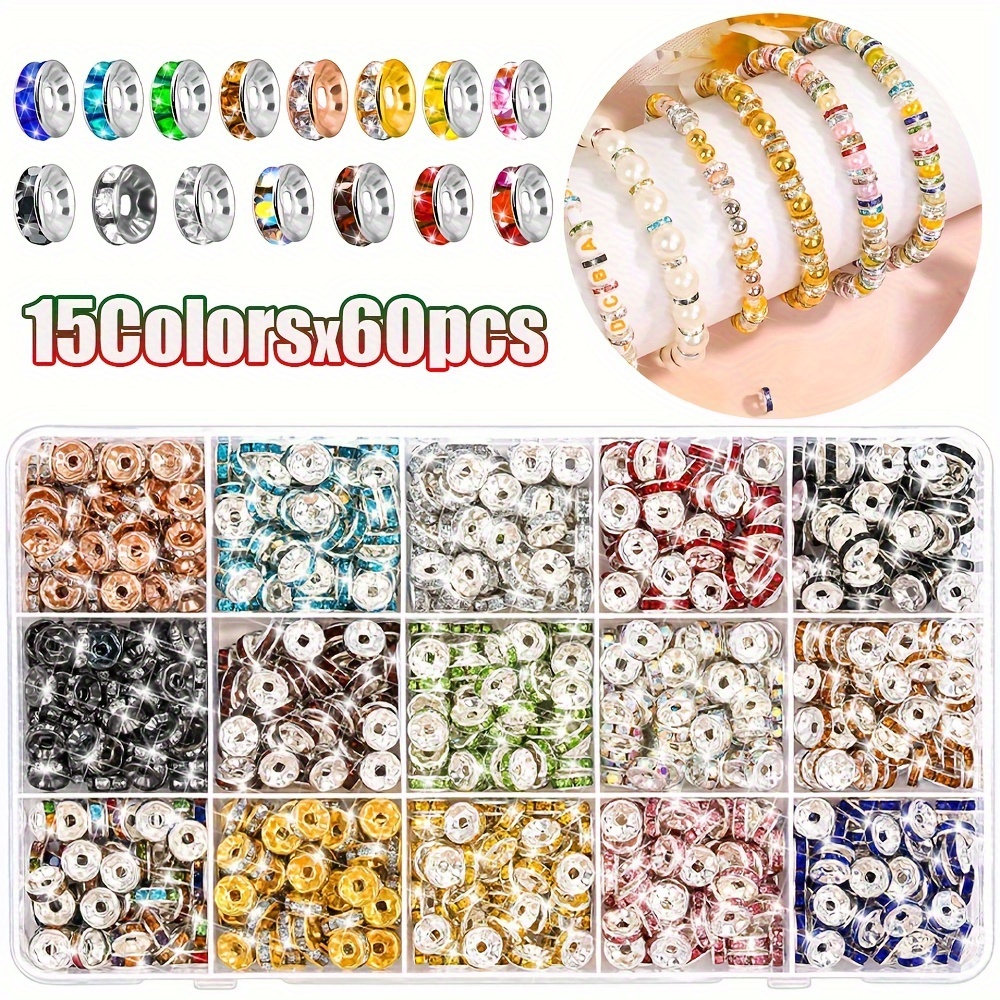 

900pcs 8mm Spacer Beads For Jewelry Making, Crystal Beads For Jewelry Making Necklaces, Bracelet Pendants, 15 Colors