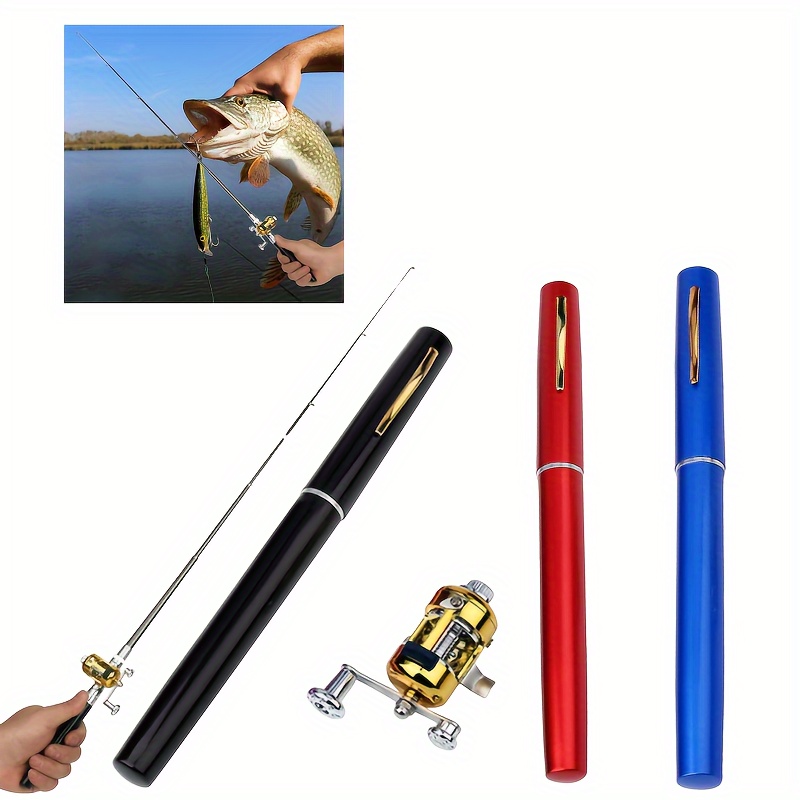 Mini Fishing Rods Pocket Telescopic Fishing Pole for Lakes Reservoirs  (Blue)