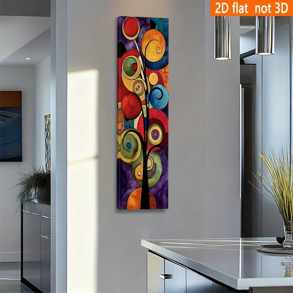 TEMU Extra Wide Panoramic Large Wall Art Canvas Print - Abstract Circles Line & Color Modern, Wide Format Contemporary Art For Living Room, Bedroom,