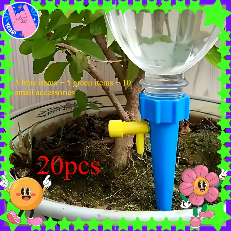 20pcs Automatic Self-spraying Adjustable Plant Watering Nozzle With Slow Valve Switch For Outdoor And Vacation Plant Watering, Lazy Watering Artifact, Random Color