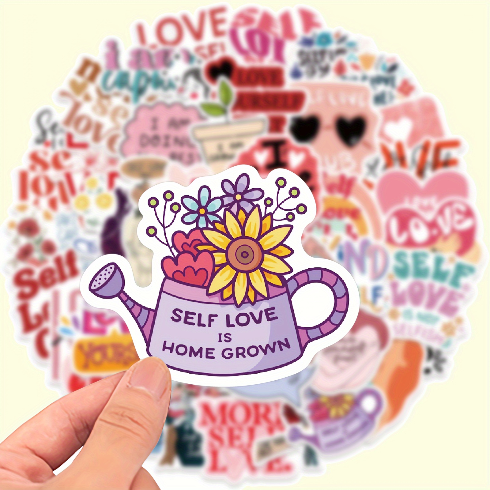 

50pcs Self-love Self-care Motivational Phrase Graffiti Decoration Stickers For Laptop Water Bottle Luggage Helmet Skateboard Stationery, Motorcycle Guitar Sticker