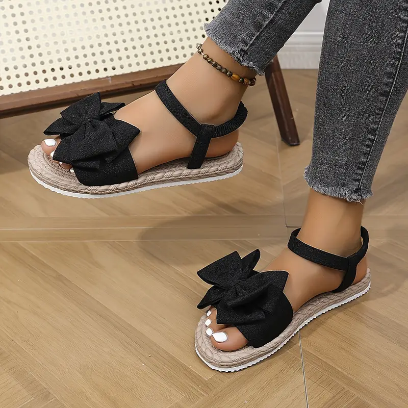 womens slip on sandals breathable flat shoes with slip on closure open toe summer in black beige cushioned insole for casual formal casual attire womens footwear ladies shoes and sandals Product details 3