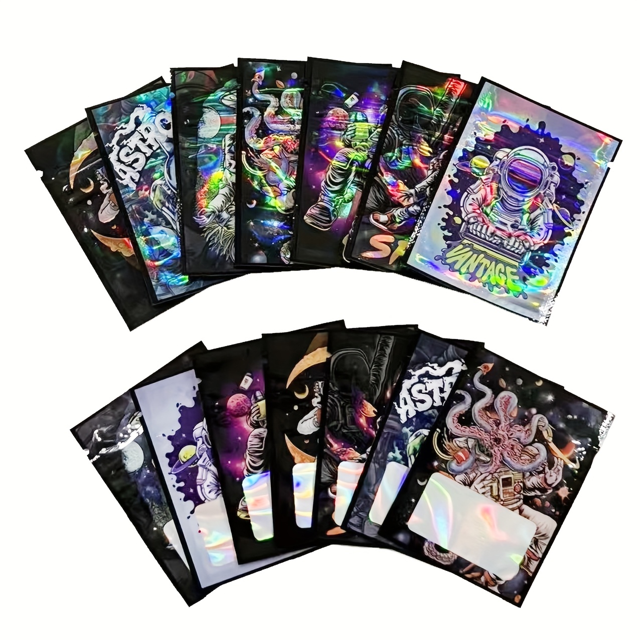 TEMU 100pcs Sacs Mylar Design Astronaute 6x8cm - Laser Holographique, Sacs Plastiques Réutilisables Étanches à avec Fermeture Éclair pour Stockage