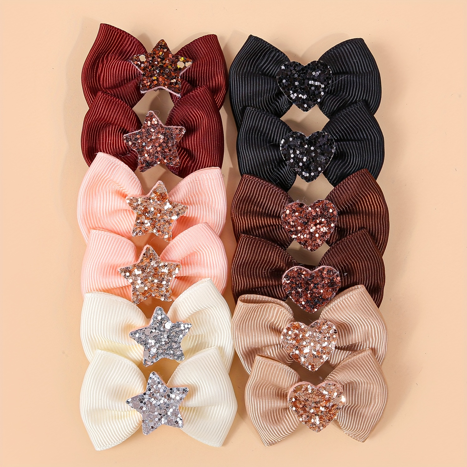 TEMU 12pcs/set Pet Dog Hair Bows Clips, Colorful Glitter Decorated Bows Hairpins For Small Dogs Puppy Grooming Accessories