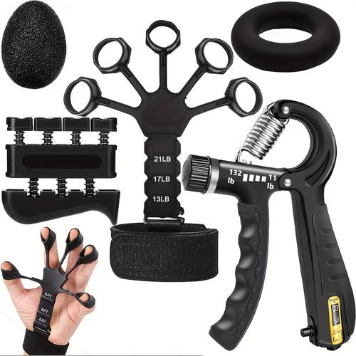 grip strength trainer kits 5 pack forearm strengthener with adjustable grip strengthener set finger strengthener hand gripper strengthener forearm workout gripper set