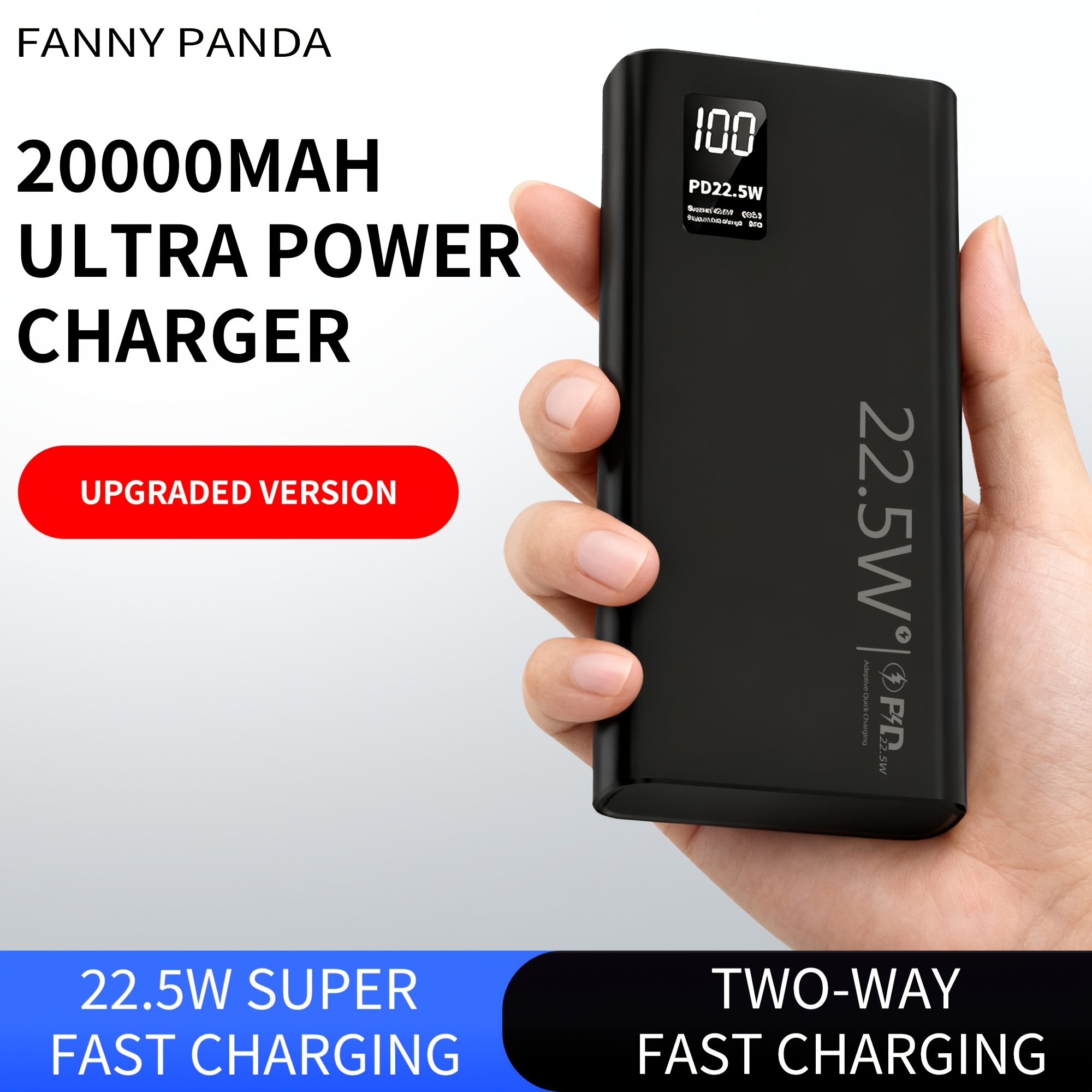TEMU Portable Power Bank With 22.5w Quick Charging , Featuring A 20000mah Battery, Pd 3.0 And Qc 4.0 Support, Led Indicators, And Usb C Input/output