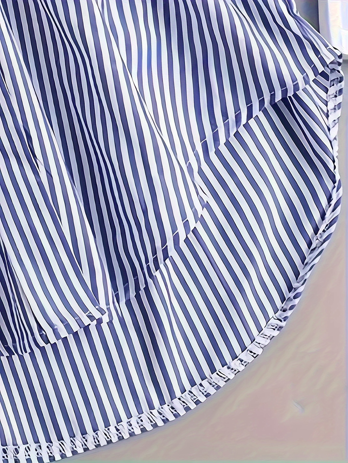 womens casual striped long sleeve button up shirt polyester machine washable non stretch fabric details 11