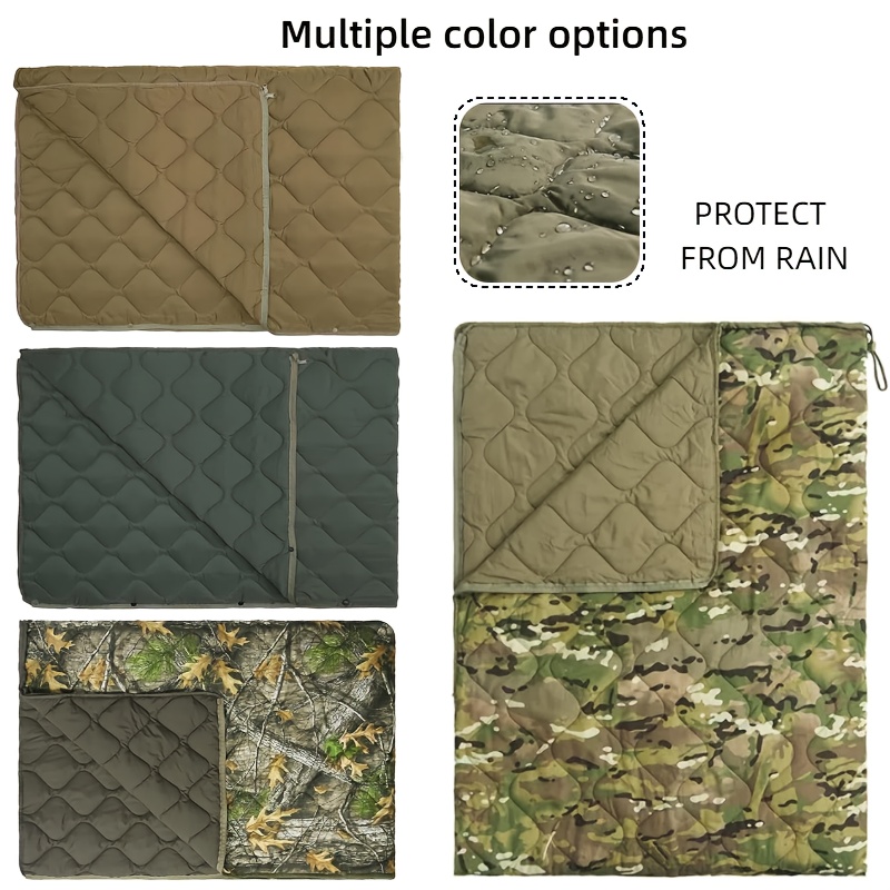 camouflage multifunctional outdoor blanket hooded cape sleeping bag poncho for camping hiking     polyester   with camo pattern camping accessories details 5