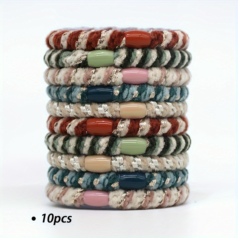 5pcs/10pcs Women's Stylish And Easy Thick Elastic Hair Ties, On Ponytails