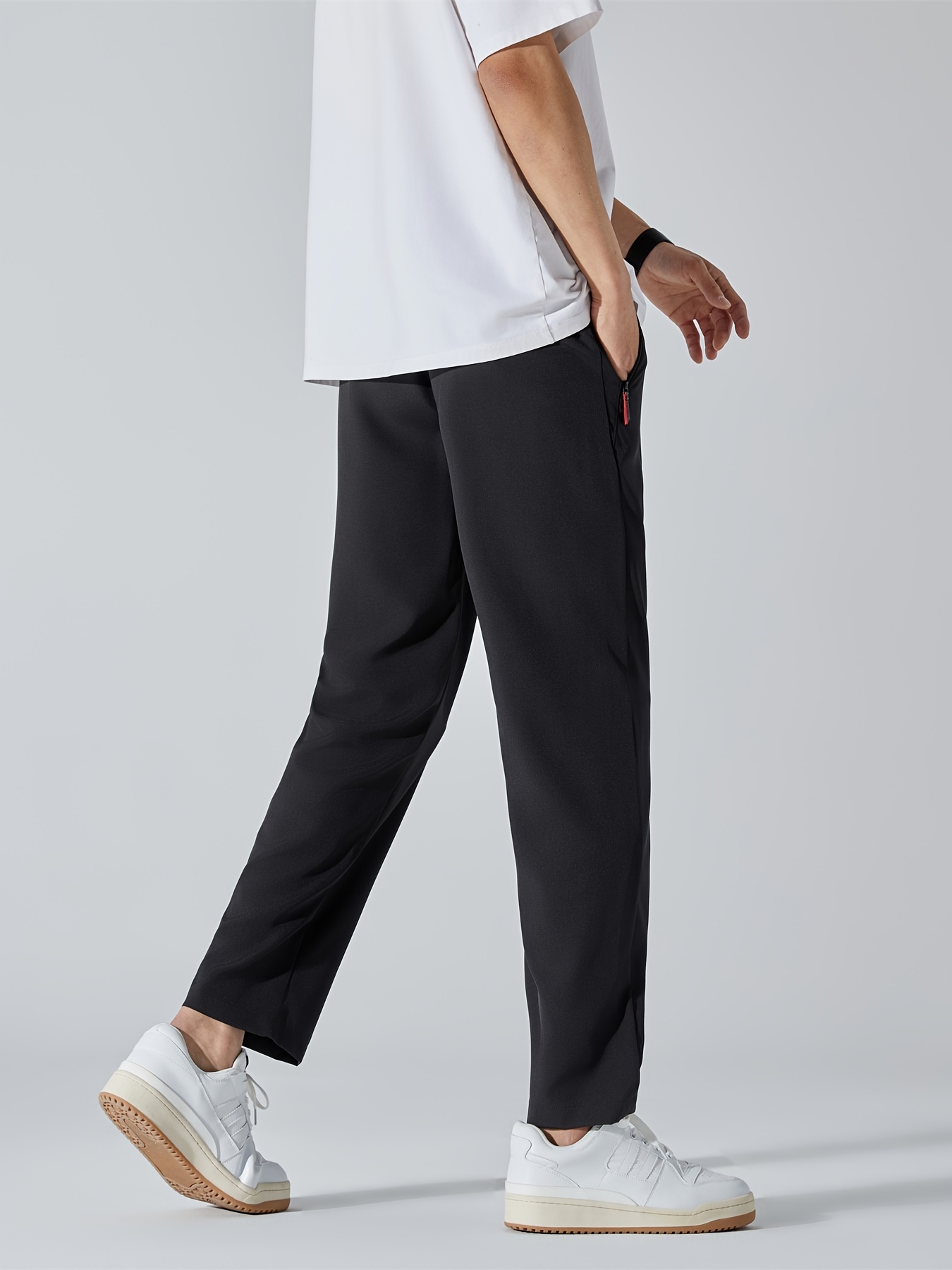 Herren Sommer leichte lässige Sporthose, Herren Knöchellange Hose mit Taschen und Kordelzug, athletisch 3