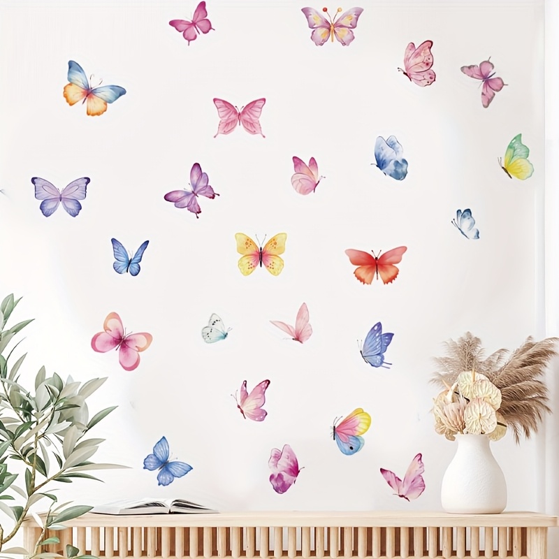 Colorful Aesthetic Romantic Wall Stickers, Decorating Living Room Entrance Bedroom Self-adhesive Paintings, Removable Pvc Wall Murals