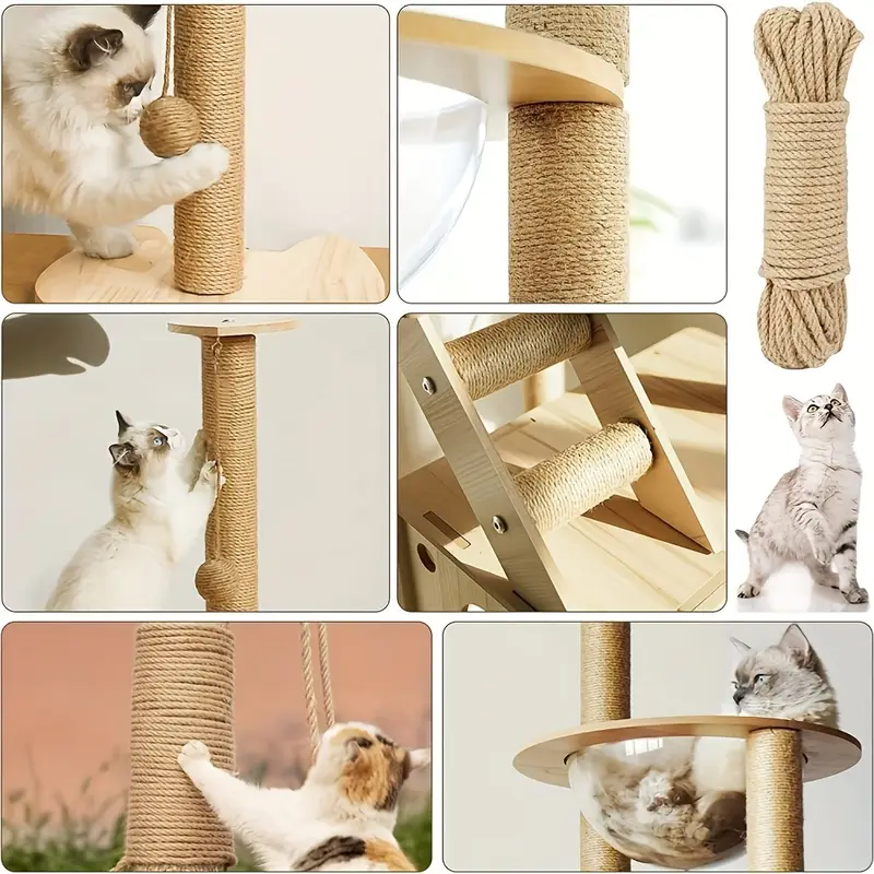 393 7 inch natural jute rope cat scratch linen rope convenient for cats to sharpen claws and climb cat scratching post cat climbing frame accessories cat toys gardening lanyard suitable for diy crafts using natural plant materials safe details 1