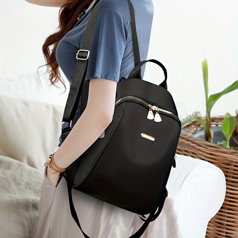 

1pc Black Backpack Women Foreign Style Women Korean Version Trend Advanced Sense Anti-theft Oxford Cloth Backpack