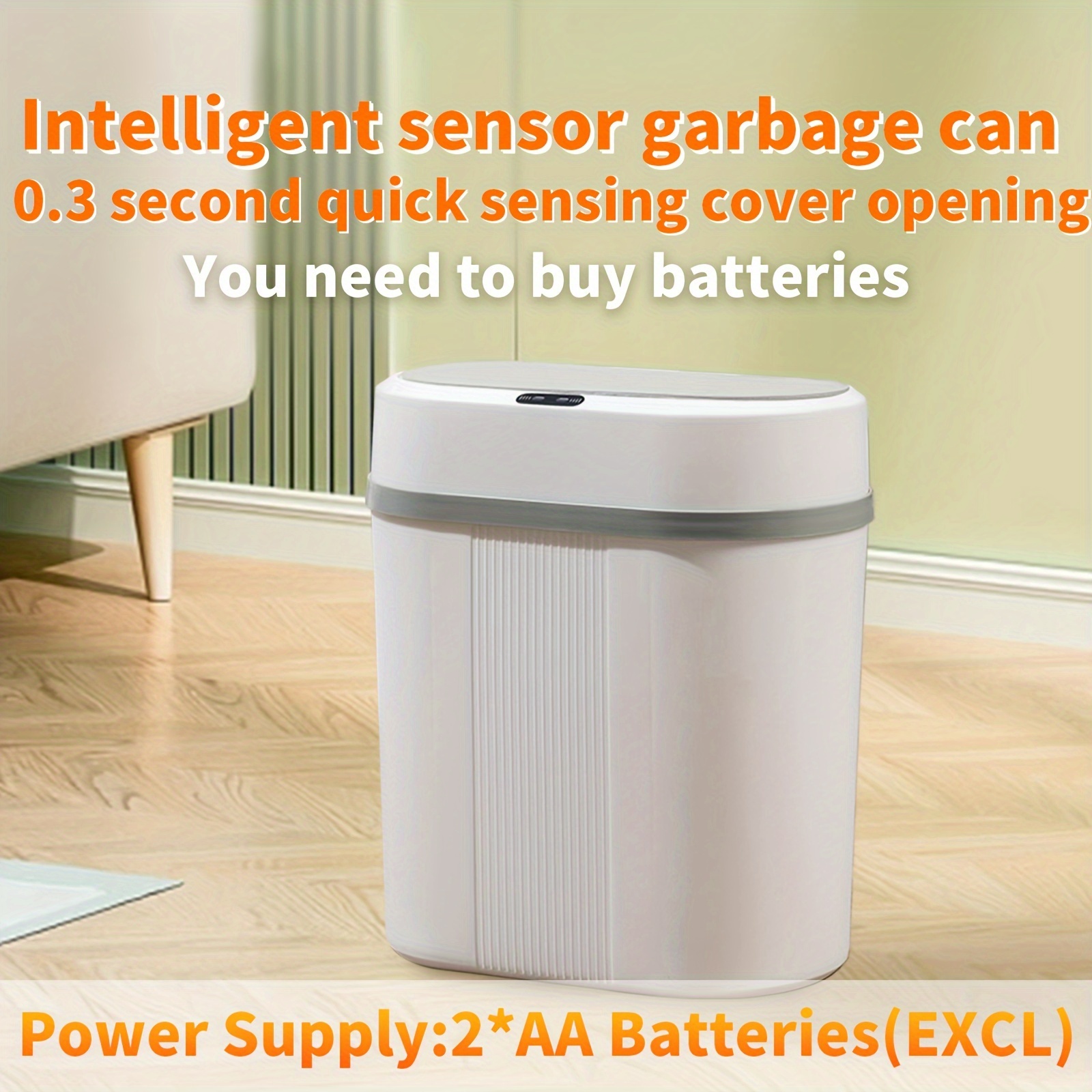 Cubo de basura automático con sensor de movimiento sin contacto, cubo de  basura inteligente blanco para baño y cocina