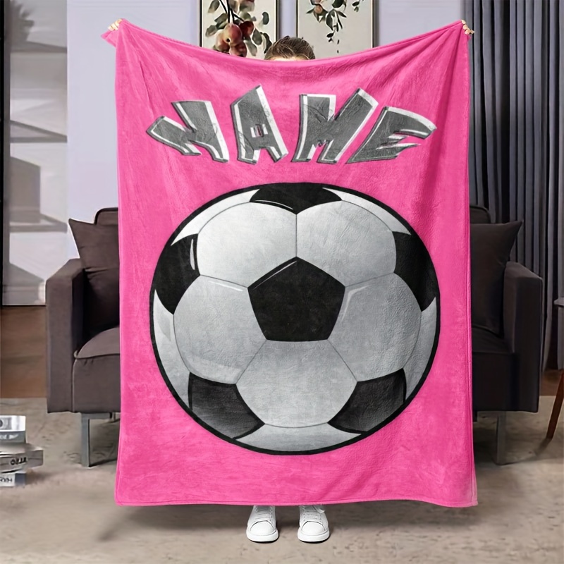 

Personalized Soccer Fleece Throw Blanket - Custom Name, Cozy & Warm For Couch, Bed, Office, And Travel - Gift Idea